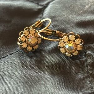 Vintage Gold Floral Crystal Earrings